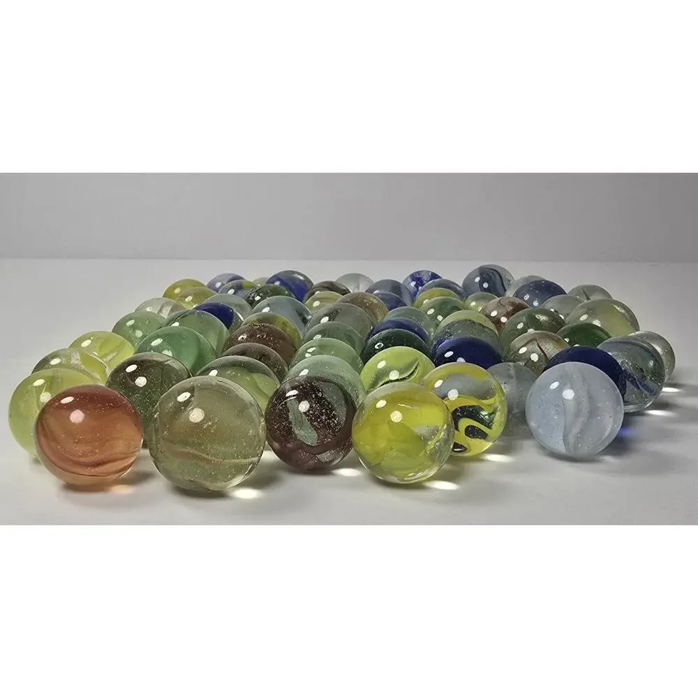 Lot Of 64 Vintage Mid Size Multicolor Glass Marbles